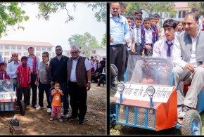 धादिङ,त्रिपुरासुन्दरी : रानीपौवा माविका विद्यार्थीले बनाए चार पाङ्ग्रे विद्युतीय गाडी